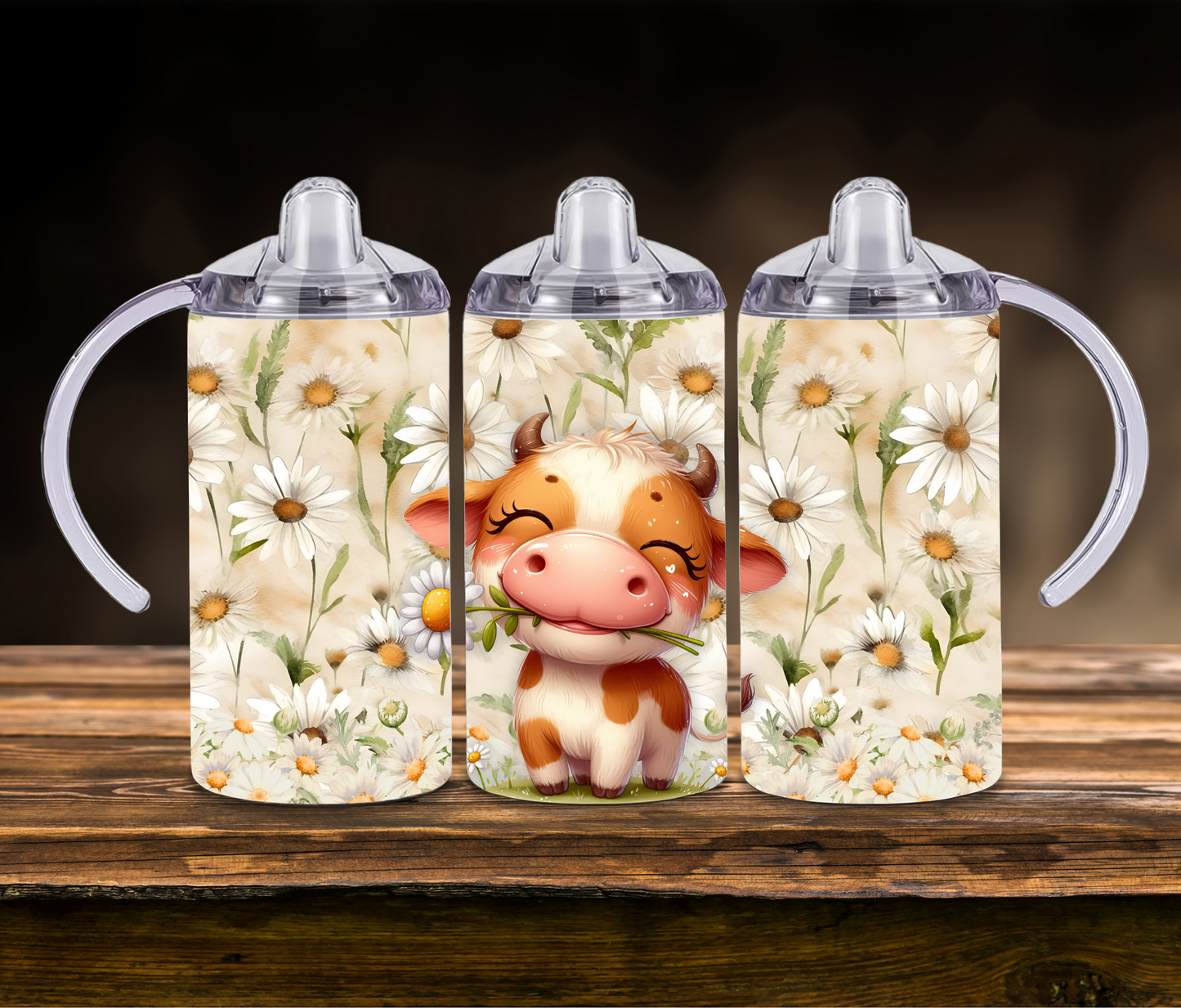 Highland Cow & Daisies