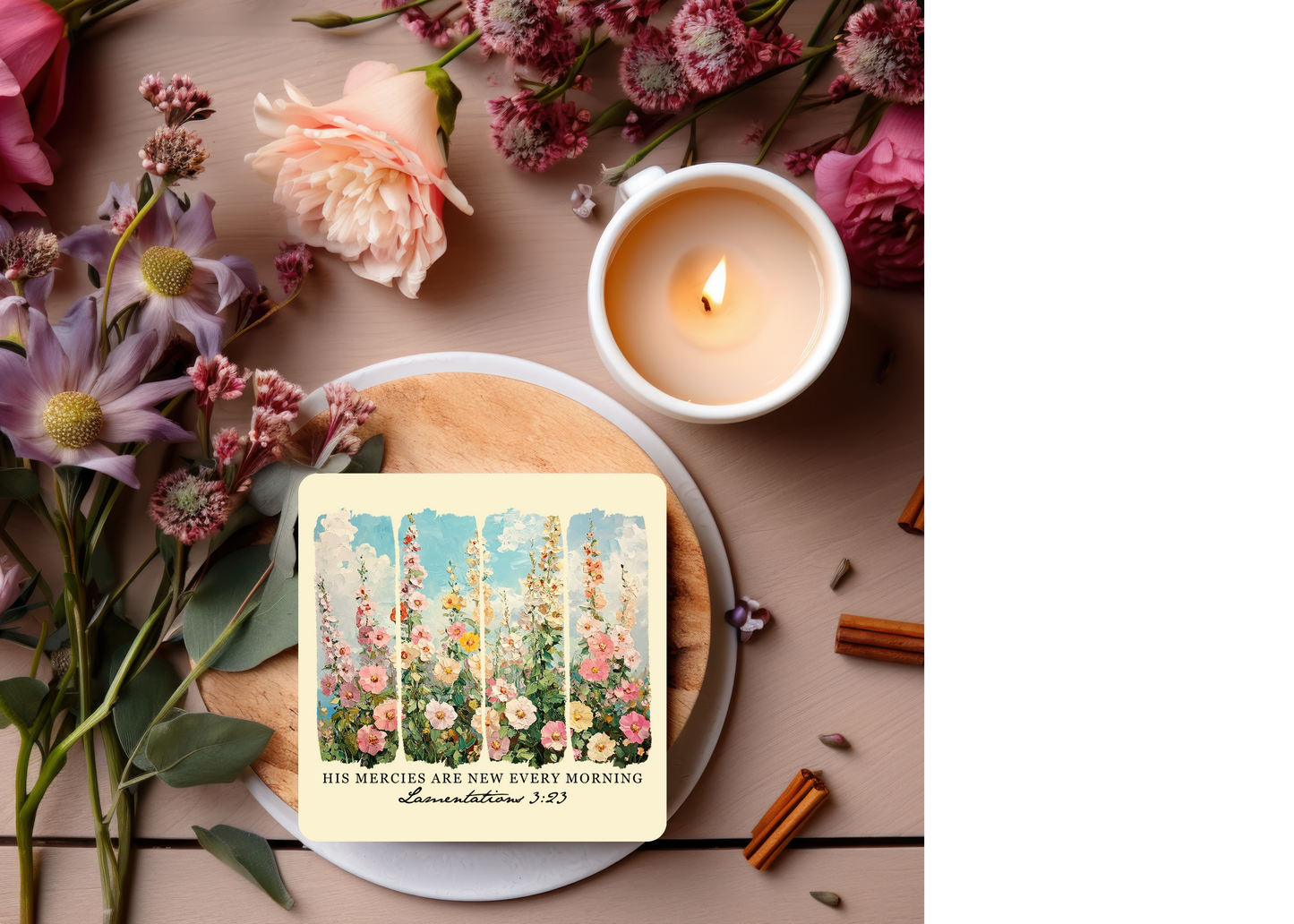 His Mercies Are New Every Morning Floral Table Coasters
