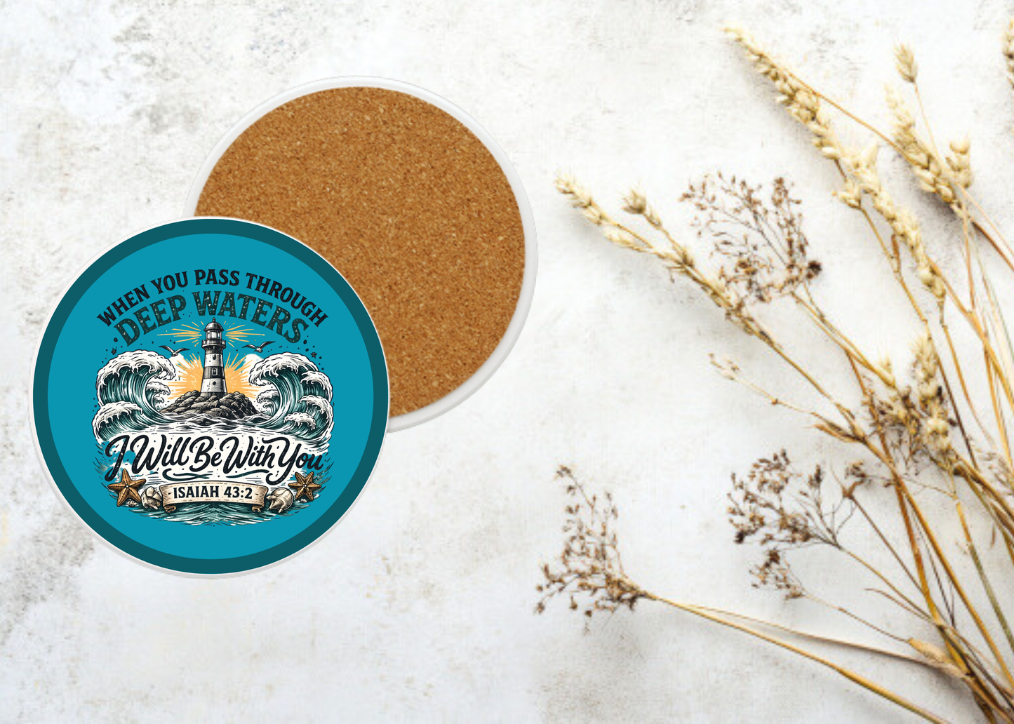 Lighthouse Pass Through Deep Waters Table Coasters
