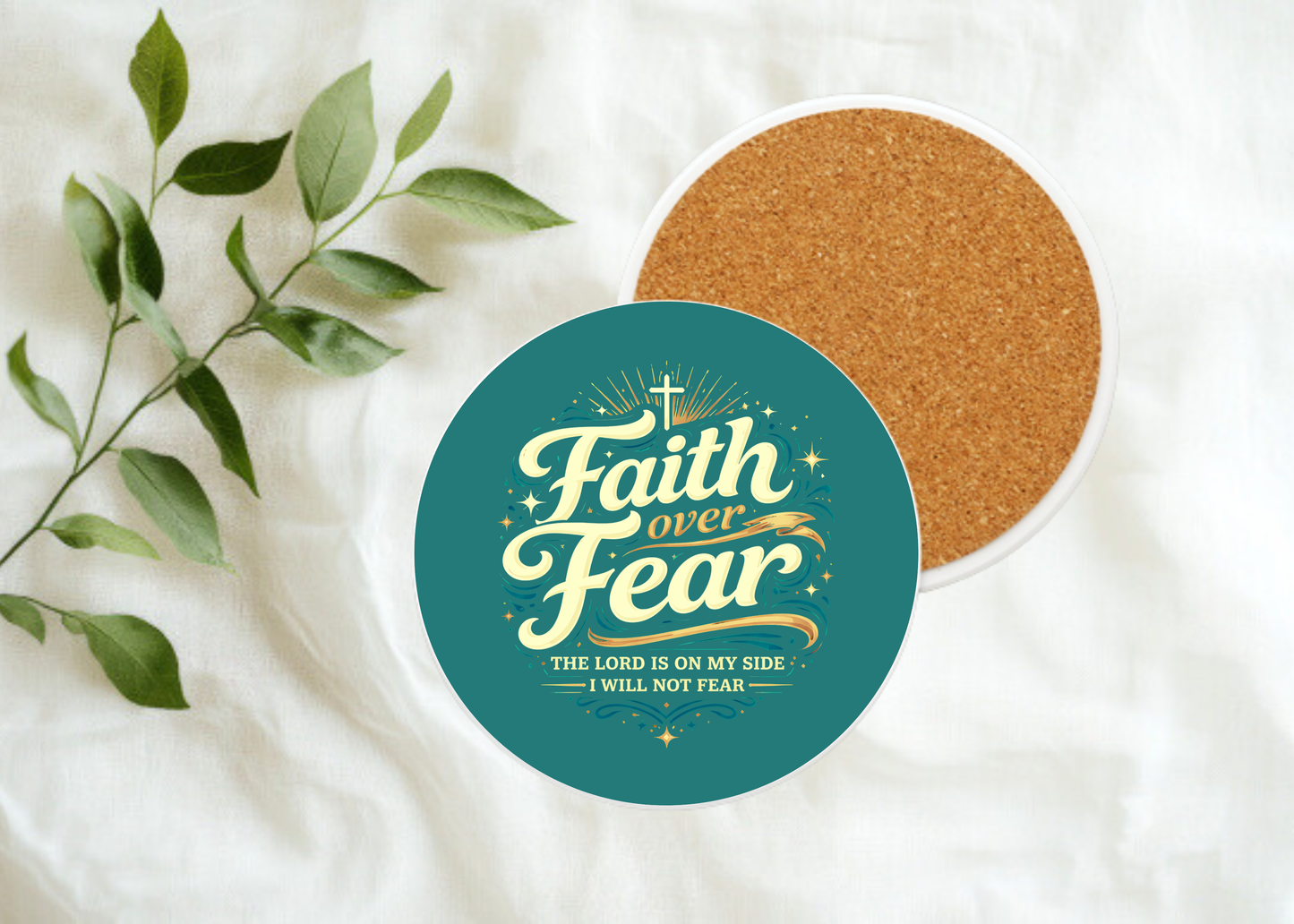 Faith Over Fear - Lord is on My Side Table Coasters