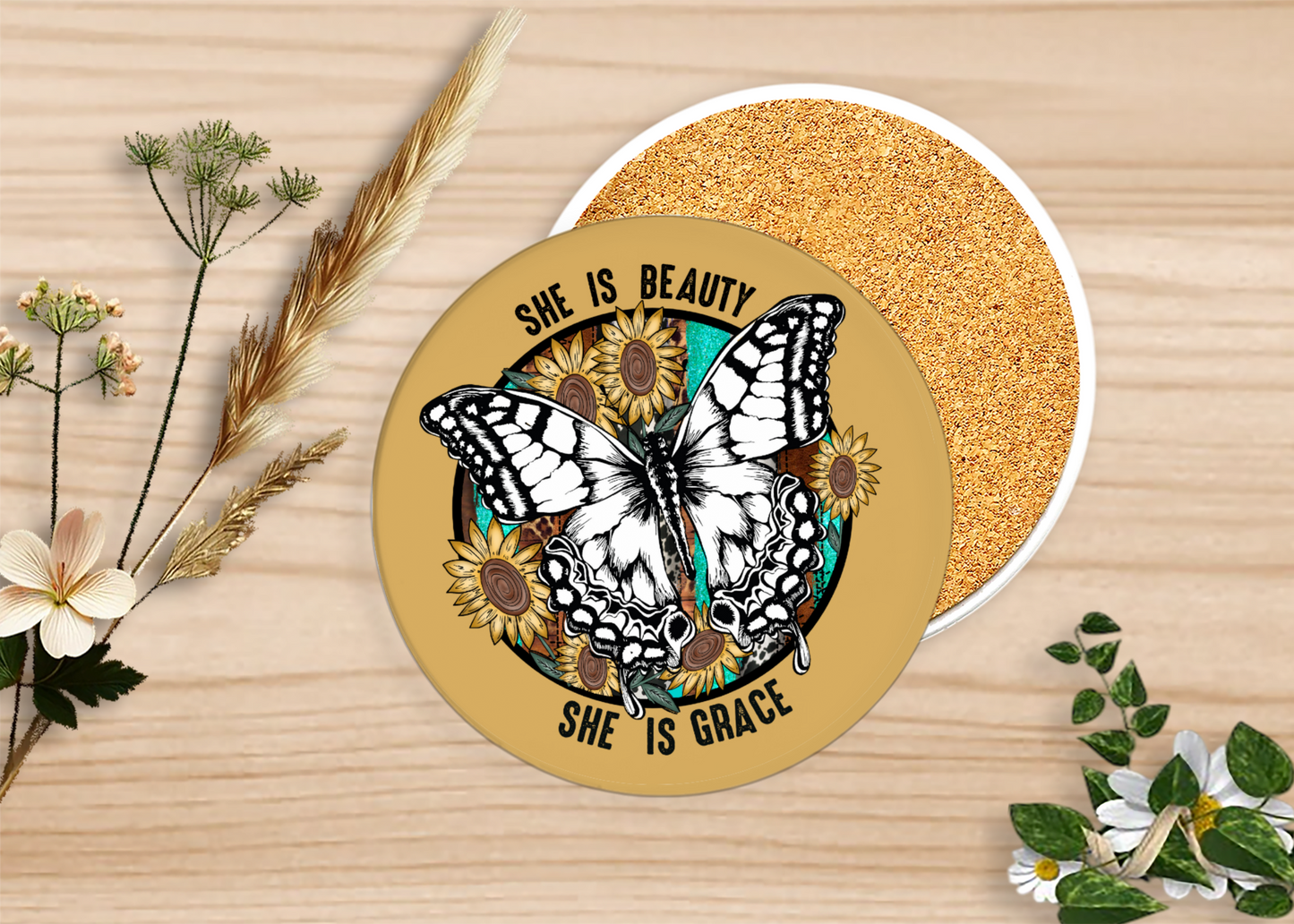 She is Beauty She is Grace Table Coasters