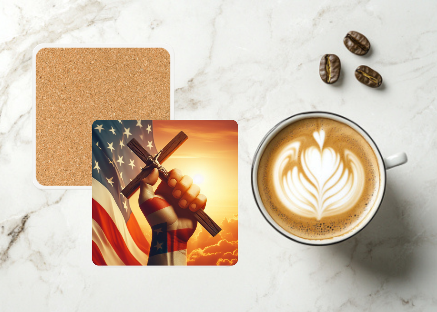 US Flag Cross Table Coasters