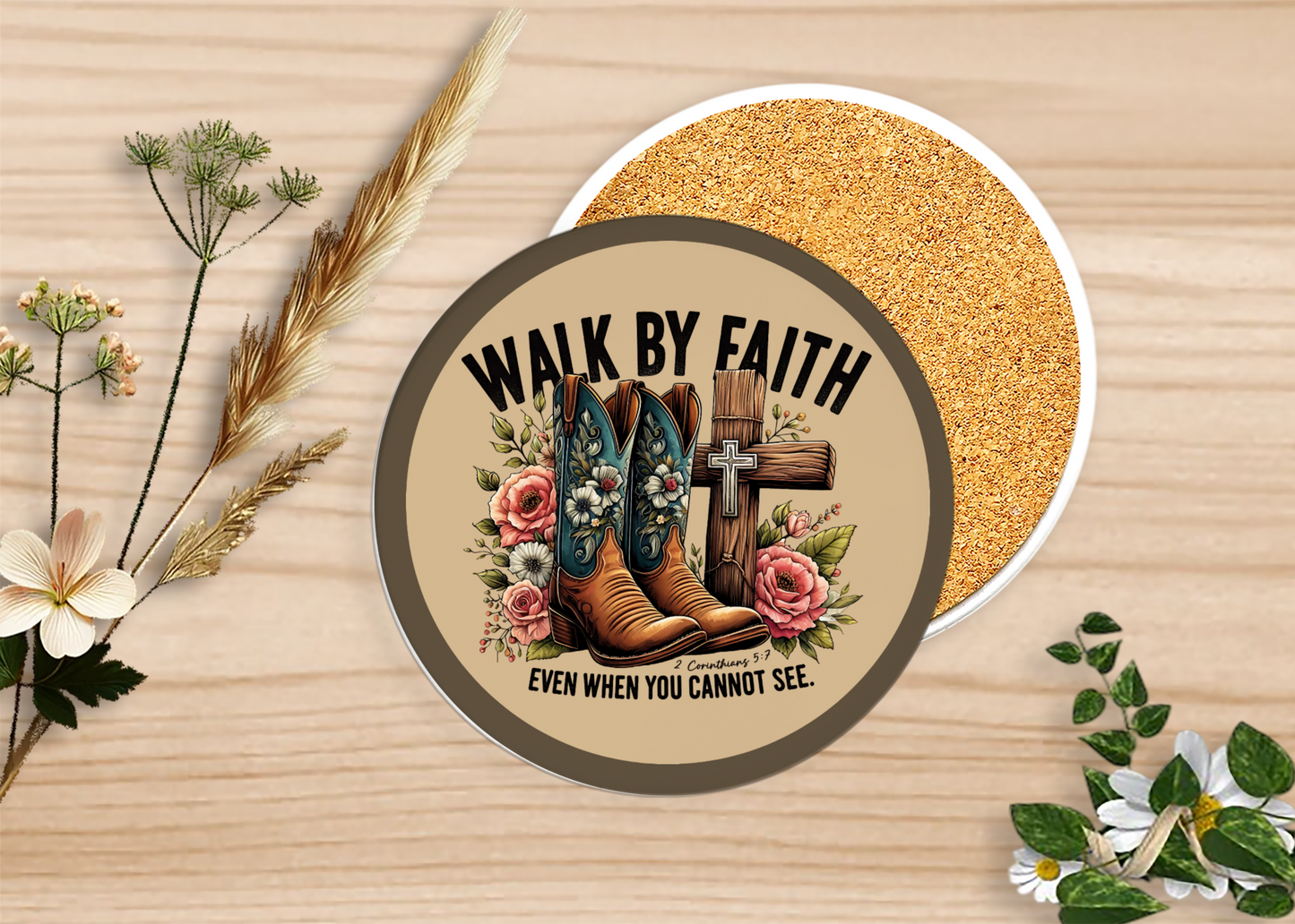 Walk By Faith Even When You Cannot See Table Coasters