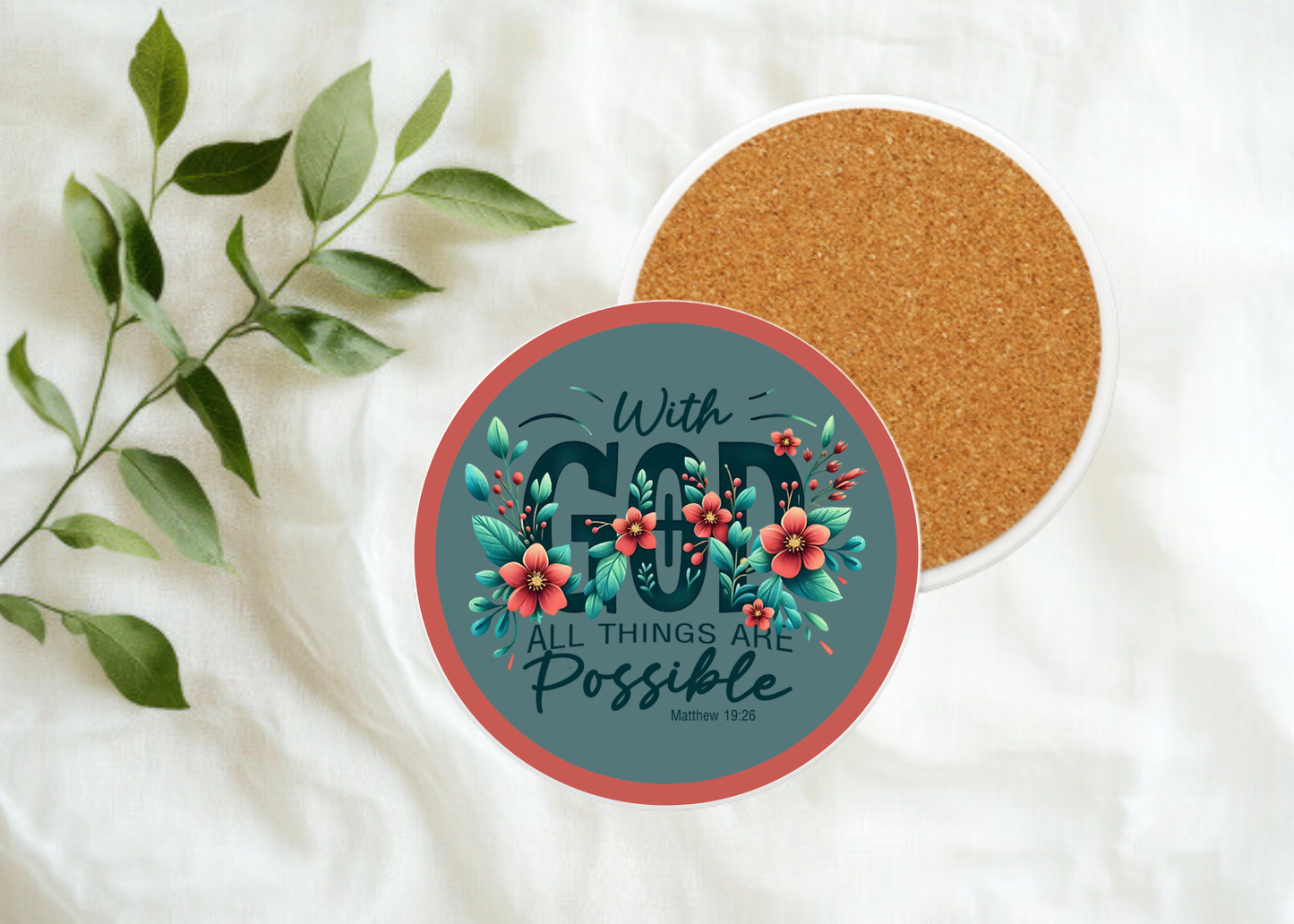 With God All Things Are Possible Table Coasters