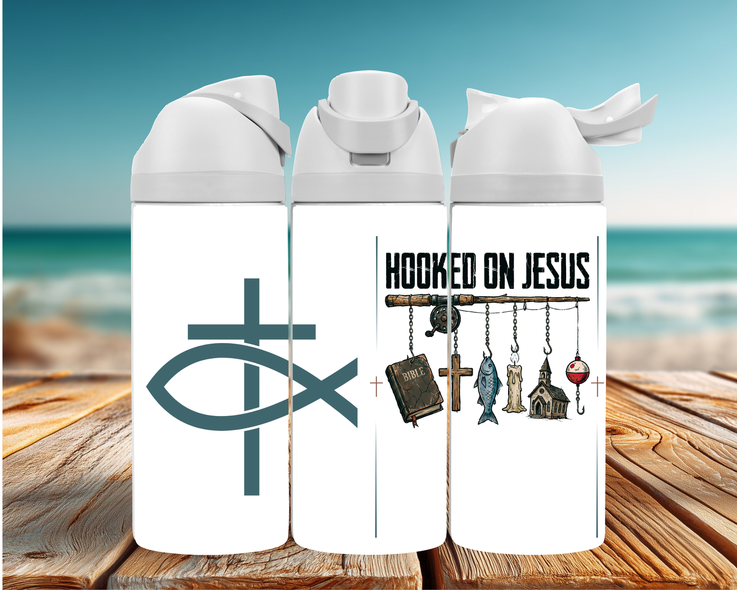 Hooked on Jesus - Water Bottle
