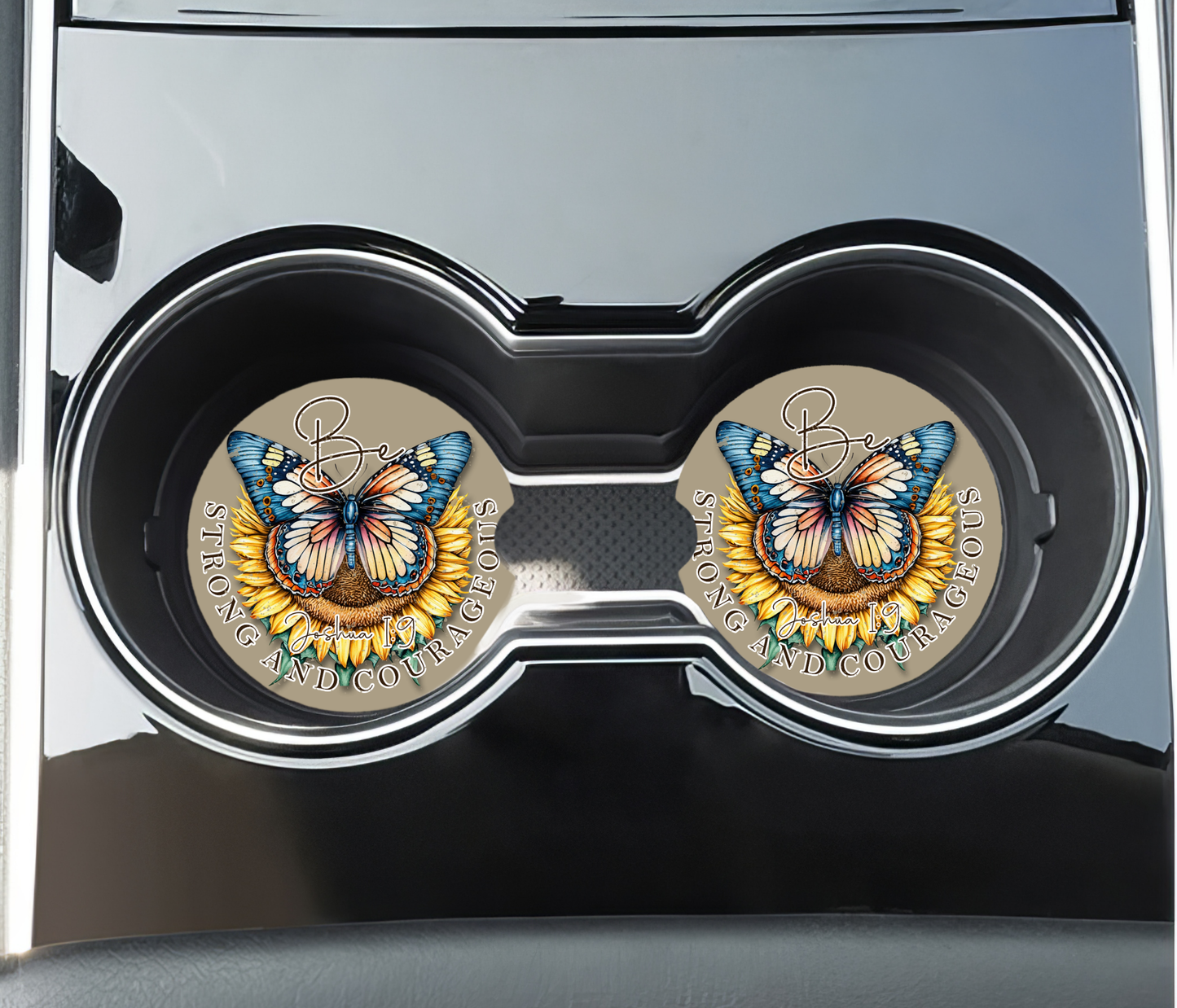 Be Strong and Courageous Car Coasters