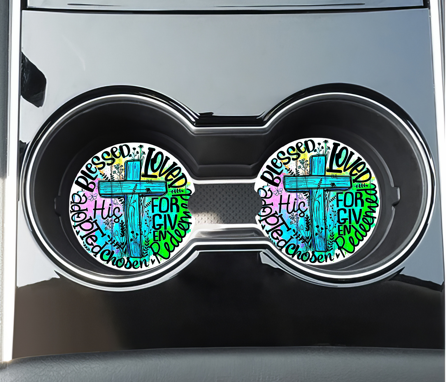 Blessed Loved Forgiven Car Coasters