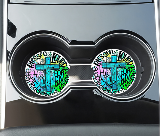 Blessed Loved Forgiven Car Coasters
