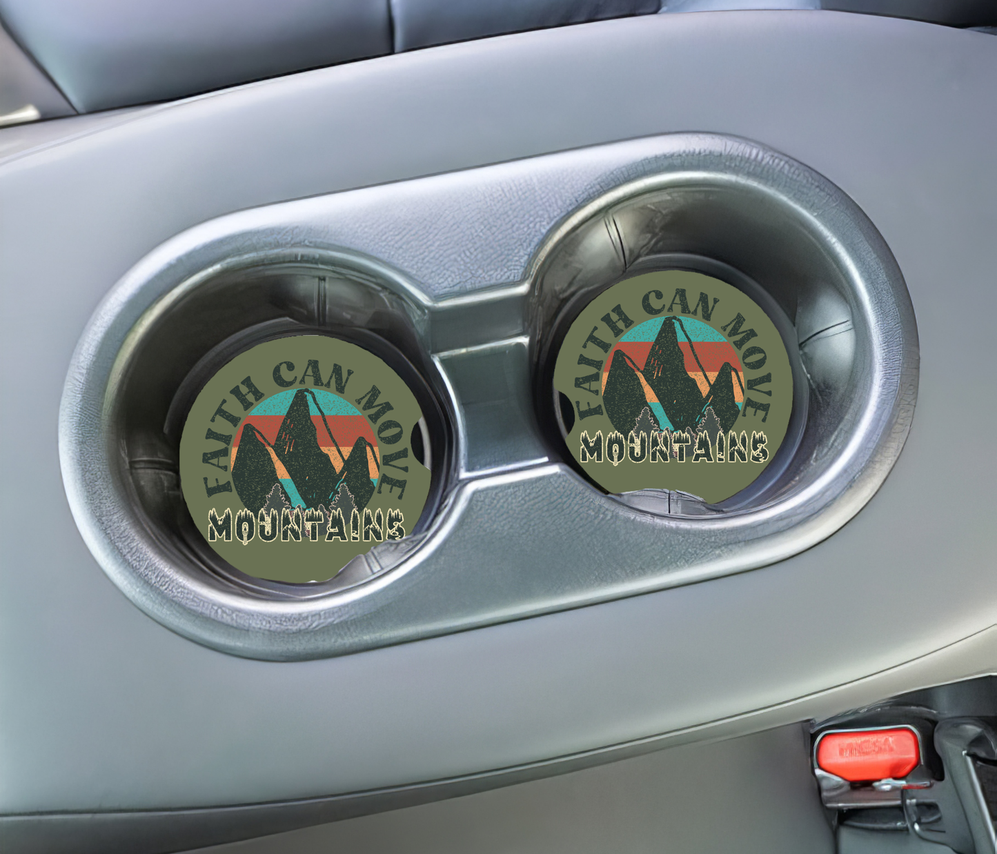 Faith Can Move Mountains Car Coasters