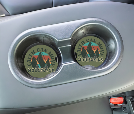 Faith Can Move Mountains Car Coasters
