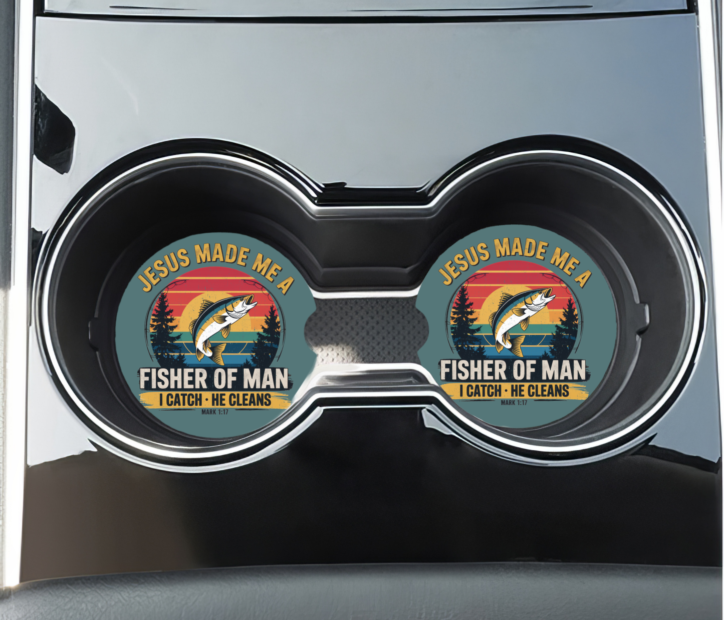 Fisher of Man I Catch He Cleans Car Coasters