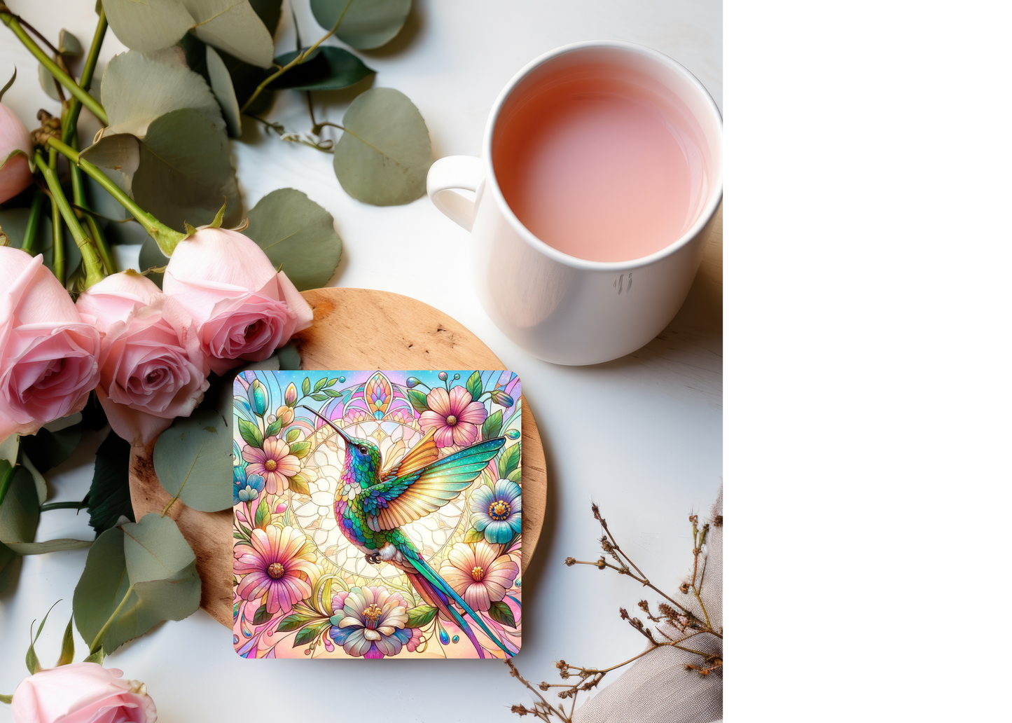 Floral Hummingbird Table Coasters