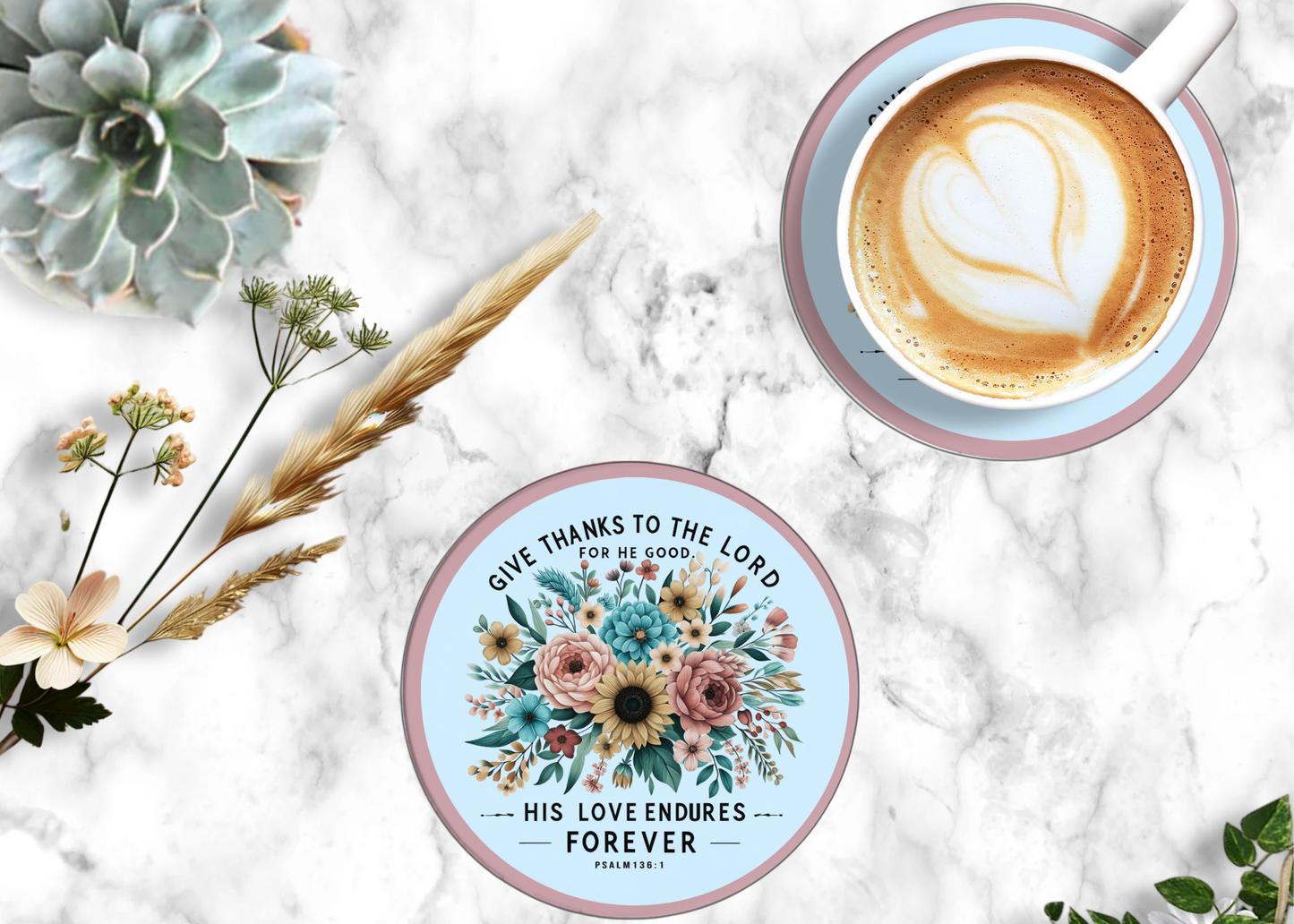 Give Thanks to the Lord Table Coasters