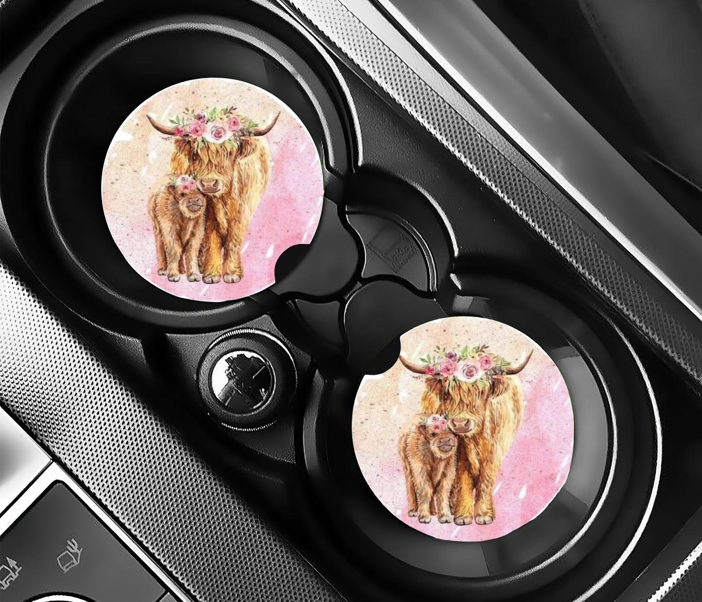 Highland Cow Car Coasters