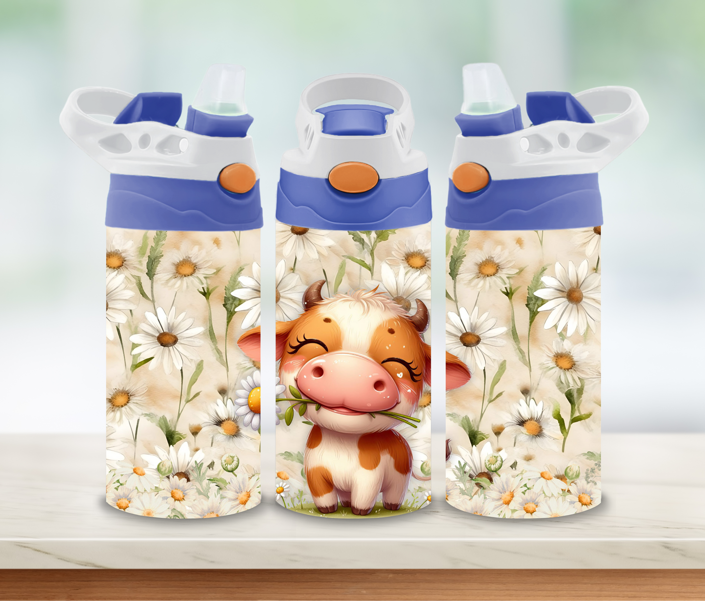 Highland Cow & Daisies