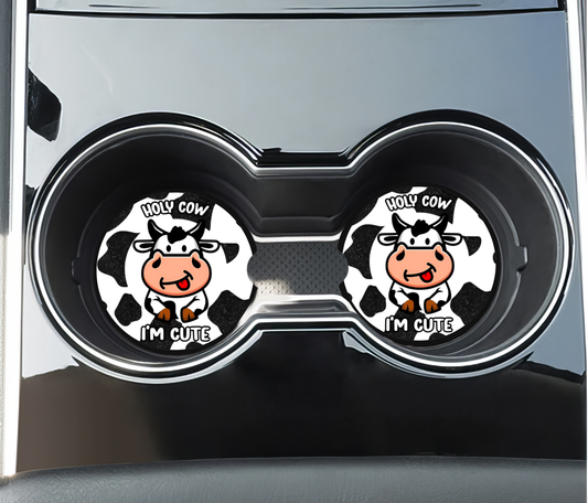 Holy Cow I'm Cute Car Coasters