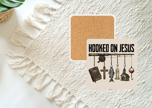 Hooked on Jesus Table Coasters