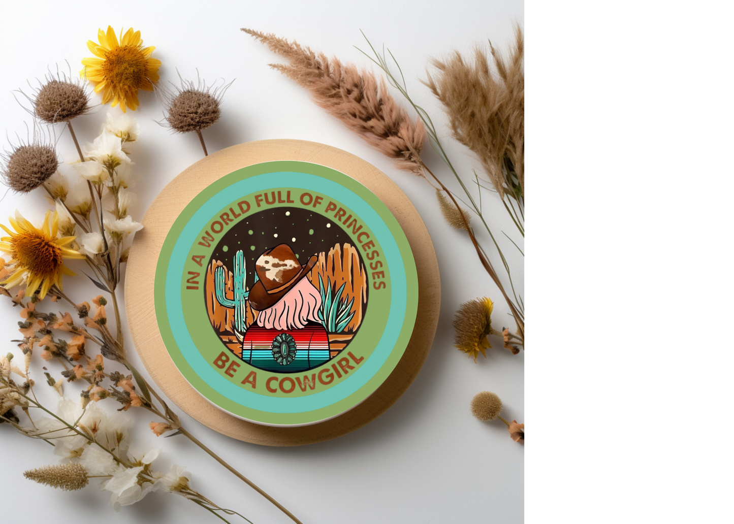 In a World Full of Princesses be a Cowgirl Table Coasters