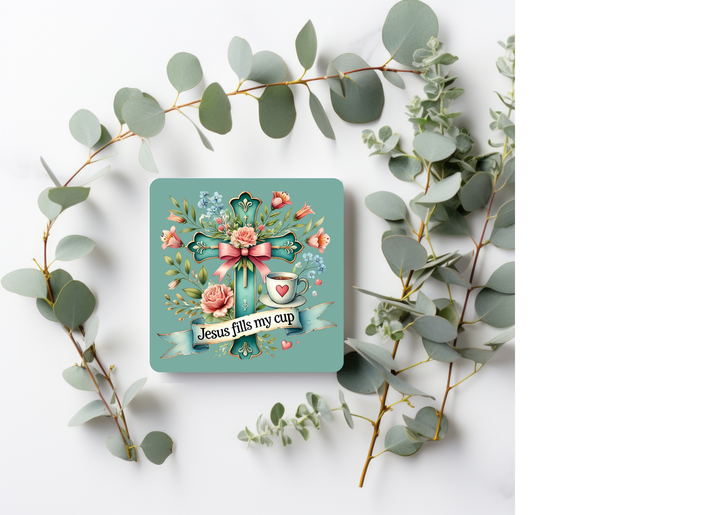 Jesus Fills My Cup Table Coasters