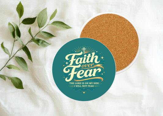 Faith Over Fear - Lord is on My Side Table Coasters
