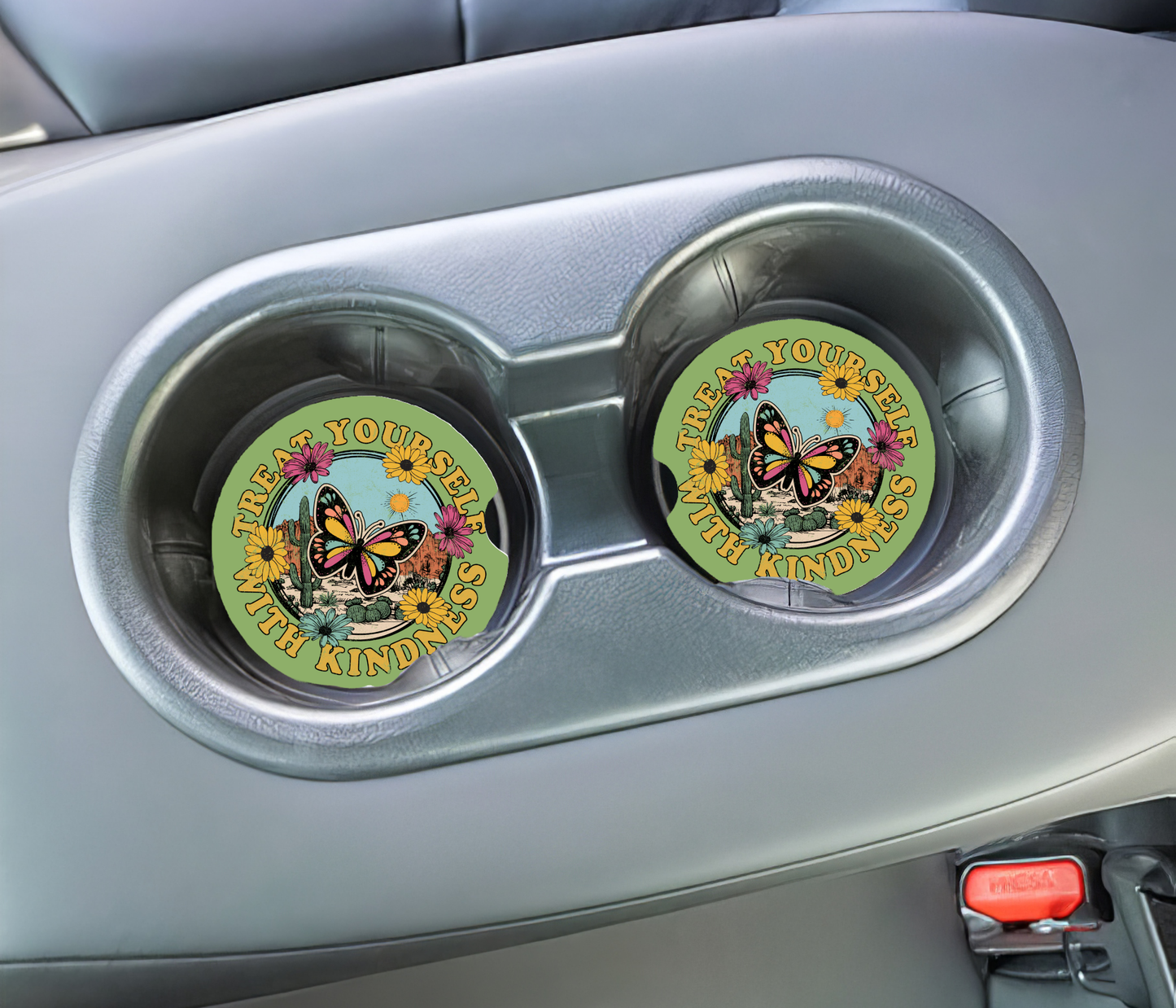 Treat Yourself With Kindness Car Coasters