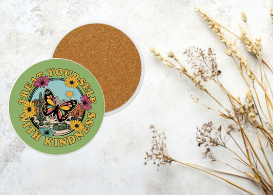 Treat Yourself with Kindness Table Coasters