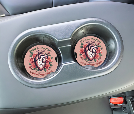 Trust in the Lord with All Your Heart Car Coasters