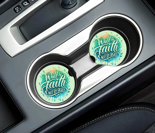 Walk by Faith Not by Sight Car Coasters