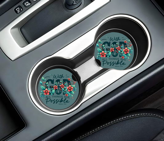 With God All Things Are Possible Car Coasters